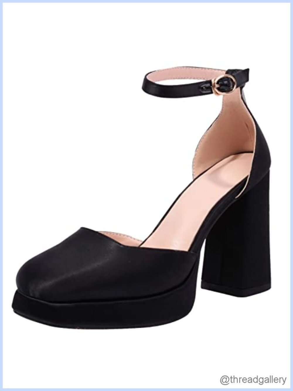 Women's Platform Chunky Heels Closed Toe Ankle Strap